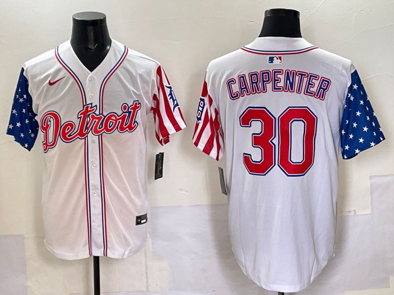 Men Detroit Tigers #30 Carpenter White National Flags 2025 Nike MLB Jersey style 3->detroit tigers->MLB Jersey